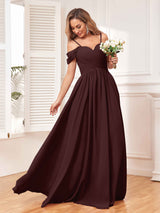 Enthralling A Line Draped Sleeves Bridesmaid Dresses With Pockets