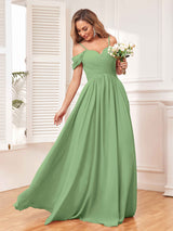 Enthralling A Line Draped Sleeves Bridesmaid Dresses With Pockets