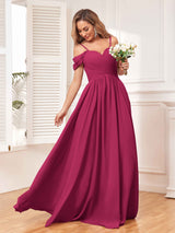 Enthralling A Line Draped Sleeves Bridesmaid Dresses With Pockets