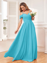 Enthralling A Line Draped Sleeves Bridesmaid Dresses With Pockets