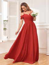Enthralling A Line Draped Sleeves Bridesmaid Dresses With Pockets