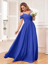 Enthralling A Line Draped Sleeves Bridesmaid Dresses With Pockets