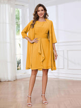 Ethereal Round Two Pieces Ruffles Chiffon Short Mother Of The Bride Dresses