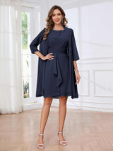 Ethereal Round Two Pieces Ruffles Chiffon Short Mother Of The Bride Dresses