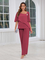 Free Shipping Ethereal Three Pieces Beading Chiffon Mother Of The Bride Dresses