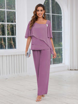 Free Shipping Ethereal Three Pieces Beading Chiffon Mother Of The Bride Dresses