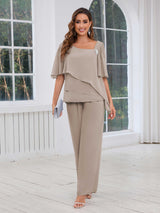 Free Shipping Ethereal Three Pieces Beading Chiffon Mother Of The Bride Dresses