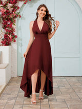 Ethereal V-Neck Sleeveless High-Low Chiffon Bridesmaid Dresses