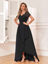 Exquisite V-Neck Appliques Chiffon Lace Bridesmaid Dresses