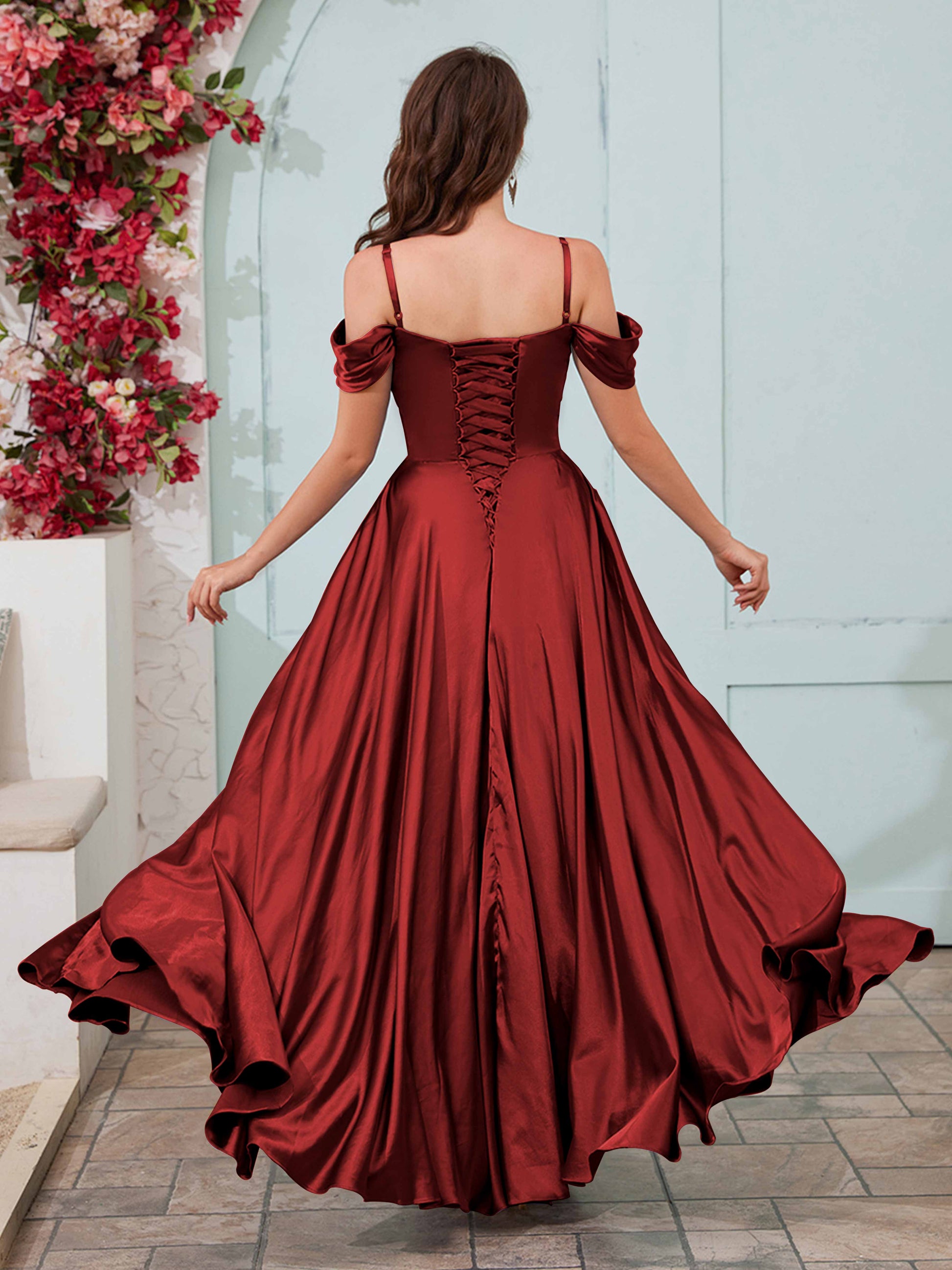 Fashionable A-Line Slit Satin Bridesmaid Dresses With Pockets mollyevers.com Fashionable A-Line Slit Satin Bridesmaid Dresses With Pockets mollyevers.com
