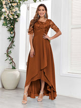 Fashionable Lace Appliques High-Low Chiffon Mother Of The Bride Dresses