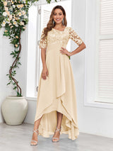 Fashionable Lace Appliques High-Low Chiffon Mother Of The Bride Dresses