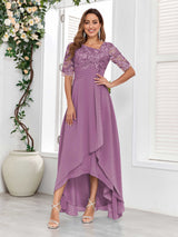 Fashionable Lace Appliques High-Low Chiffon Mother Of The Bride Dresses