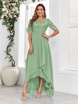 Fashionable Lace Appliques High-Low Chiffon Mother Of The Bride Dresses