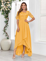 Fashionable Lace Appliques High-Low Chiffon Mother Of The Bride Dresses