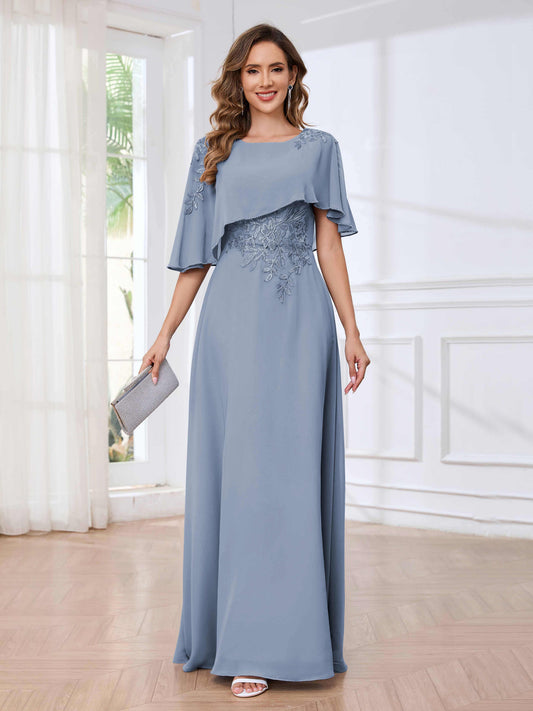 Mother Of The Bride Dress SMALAKAM Lace - Dusty Blue Chiffon Formal Gown With Sleeves, Size 10 Size 10 Wedding Dress Mother Of The Bride Dress SMALAKAM Lace - Dusty Blue Chiffon Formal Gown With Sleeves, Size 10 Size 10 Wedding Dress