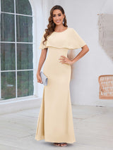 Feminine Scoop Sheath Chiffon Floor Length Mother Of The Bride Dresses