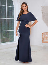 Feminine Scoop Sheath Chiffon Floor Length Mother Of The Bride Dresses