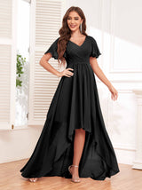 Flattering V-Neck High Low Ruffles Chiffon Bridesmaid Dresses