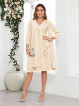 Flattering V-Neck Two Pieces Appliques Chiffon Mother Of The Bride Dresses