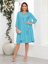 Flattering V-Neck Two Pieces Appliques Chiffon Mother Of The Bride Dresses