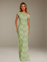 Free Shipping Floral Lace One-Shoulder Prom Dress Floor Length