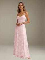 Free Shipping Floral Lace Spaghetti Straps Prom Dress Ankle Length with Ruffles