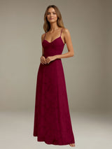 Free Shipping Floral Lace Spaghetti Straps Prom Dress Ankle Length with Ruffles