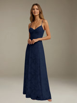 Free Shipping Floral Lace Spaghetti Straps Prom Dress Ankle Length with Ruffles