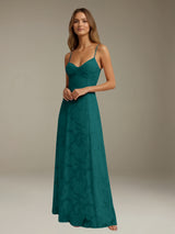 Free Shipping Floral Lace Spaghetti Straps Prom Dress Ankle Length with Ruffles