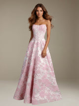 Free Shipping Floral Strapless Prom Dress Floor Length A-Line