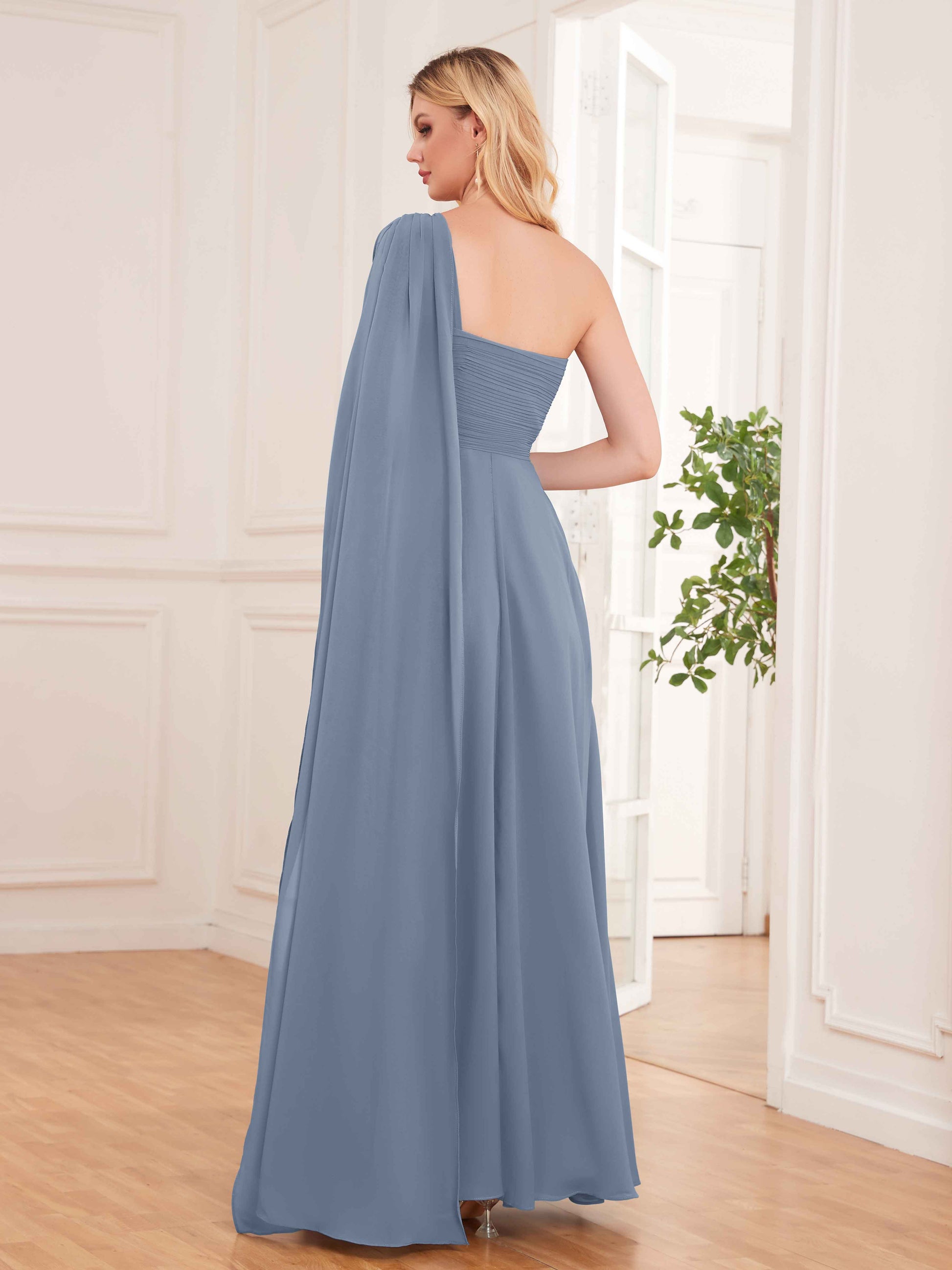 empire waist chiffon bridesmaid dress Empire Waist Chiffon Halter Maxi Dress with Convertible Spaghetti Straps