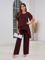 Flowing Short Sleeves Three Pieces Sequins Chiffon Mother Of The Bride Dresses