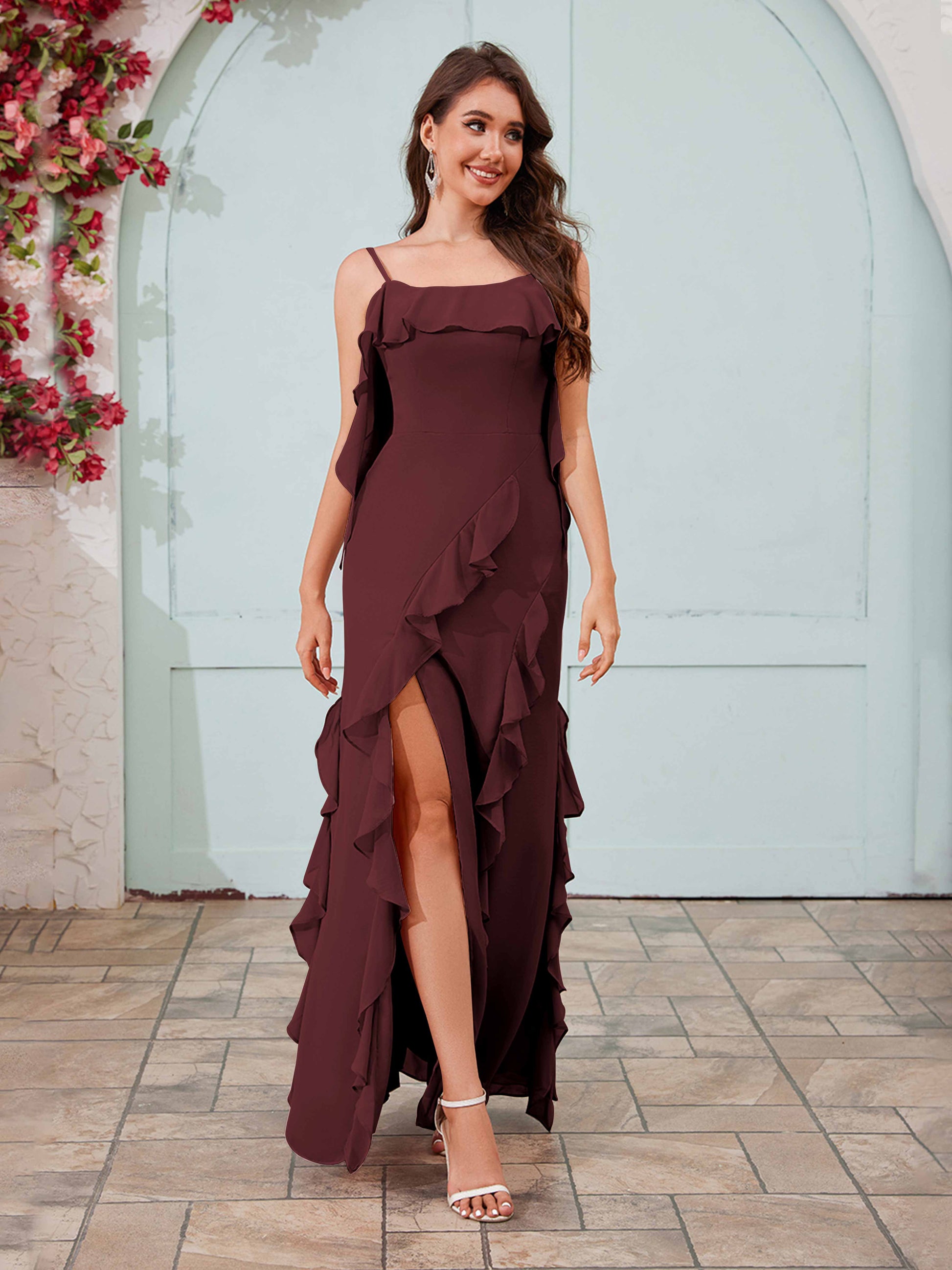 flowing bridesmaid dresses | Maid of Honor Dresses Beige Floor Length Bridesmaid Dress