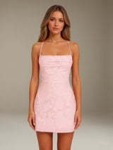 Free Shipping Spaghetti Straps Floral Lace Homecoming Dress Sheath Mini Prom Dress