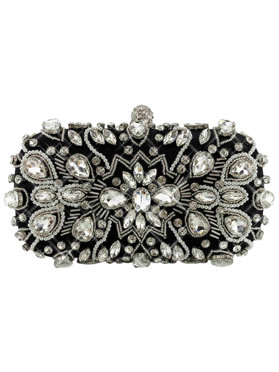 Black Glamorous Rhinestone Party Handbag