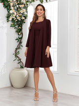 Glamorous Round Two Pieces Chiffon Knee Length Mother Of The Bride Dresses