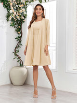 Glamorous Round Two Pieces Chiffon Knee Length Mother Of The Bride Dresses