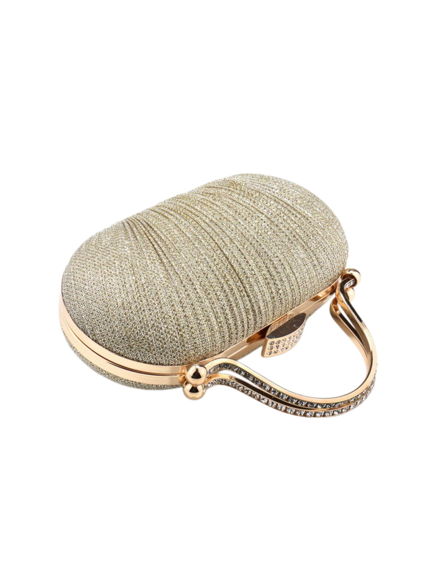 Glitter Evening Clutch Bag with Crystal Handle for Wedding, Prom & Formal Events