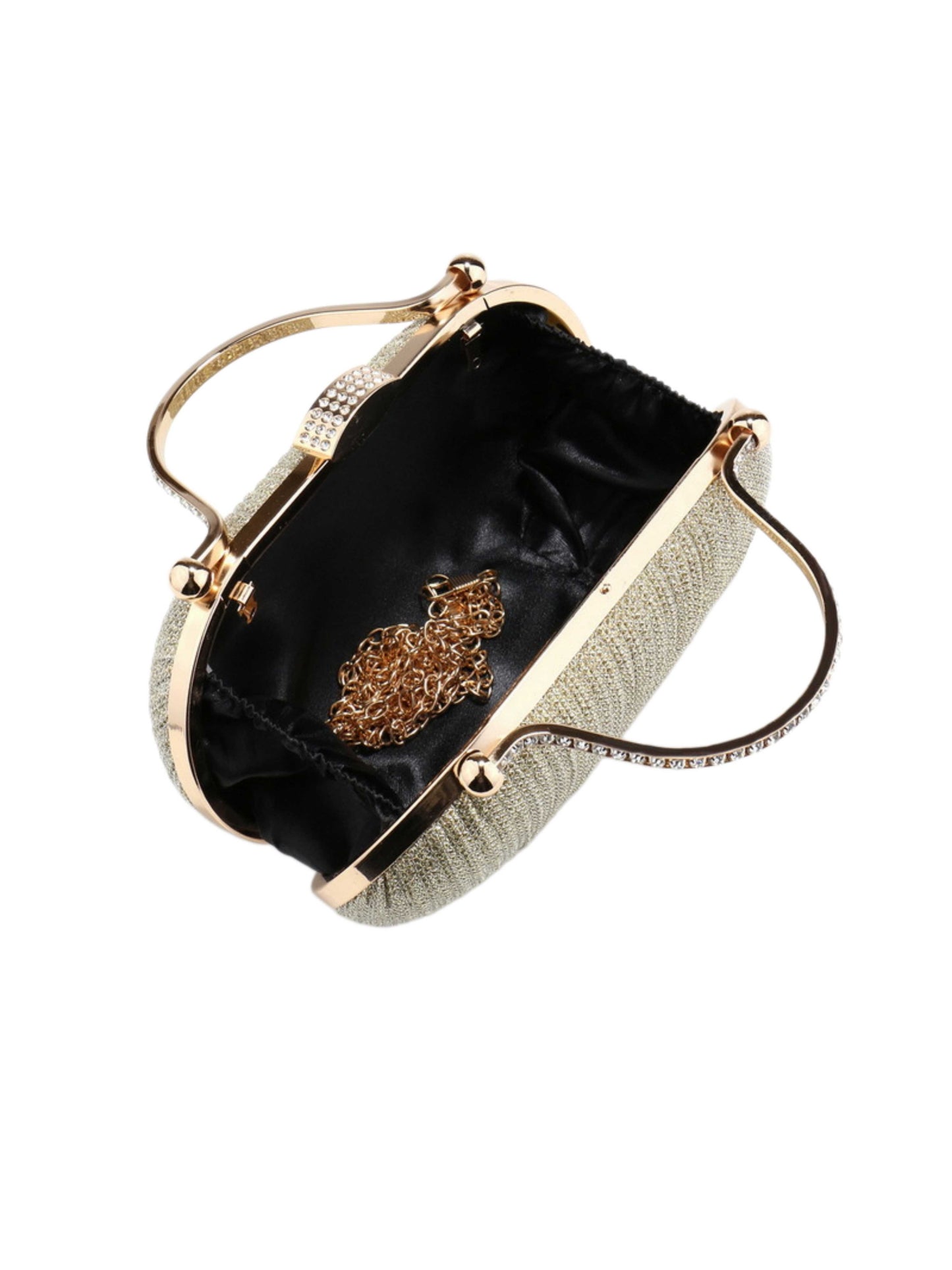 Glitter Evening Clutch Bag with Crystal Handle for Wedding, Prom & Formal Events
