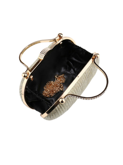 Glitter Evening Clutch Bag with Crystal Handle for Wedding, Prom & Formal Events