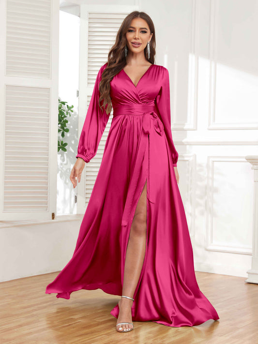 satin fuchsia bridesmaid dresses Fuchsia Bridesmaid Dress Matte Satin Size 2XL
