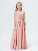 Graceful A-Line One Shoulder Chiffon Long Junior Bridesmaid Dresses