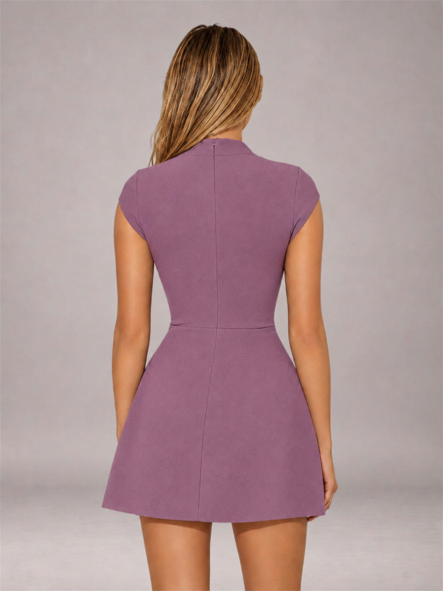 Wisteria High Neck Cap Sleeve Fit Flare Mini Homecoming Dress