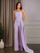 Jumpsuits Strapless Sleeveless Floor-Length Mother of the Bride Dresses with Watteau Train