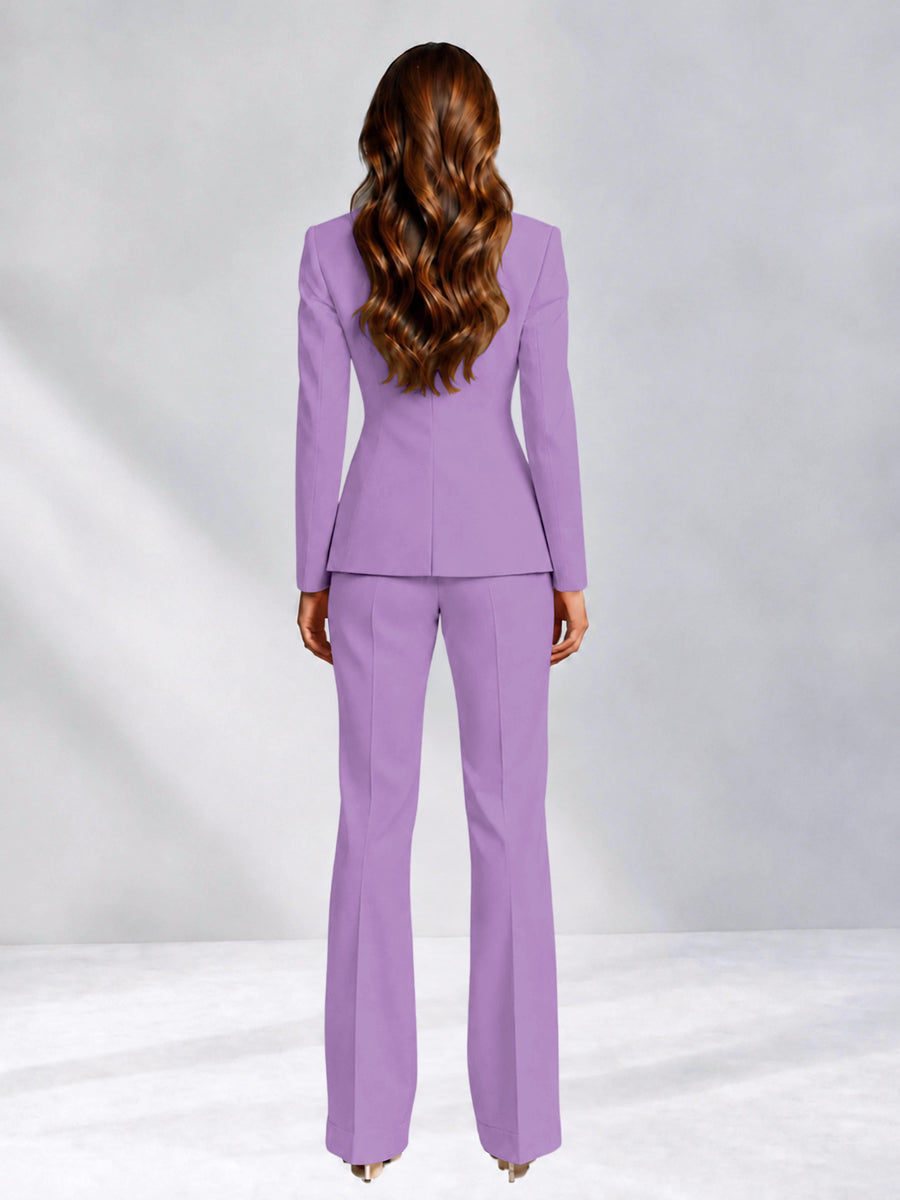 Lilac 2 Pieces Slim Fit One Button Women's Suits for Commuting