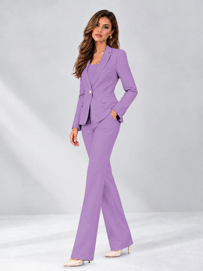 Lilac 2 Pieces Slim Fit One Button Women's Suits for Commuting