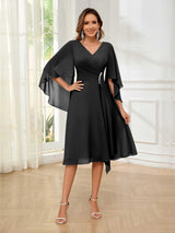 Luxurious A-Line V-Neck Beading Chiffon Short Mother Of The Bride Dresses
