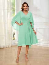 Luxurious A-Line V-Neck Beading Chiffon Short Mother Of The Bride Dresses