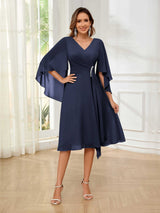 Luxurious A-Line V-Neck Beading Chiffon Short Mother Of The Bride Dresses